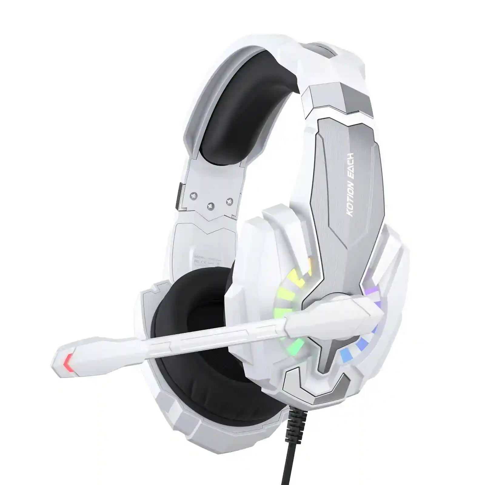 Wired Gaming Headphones With Mic - Over-Ear Noise Cancelling Black/White WHITE Tidesmit