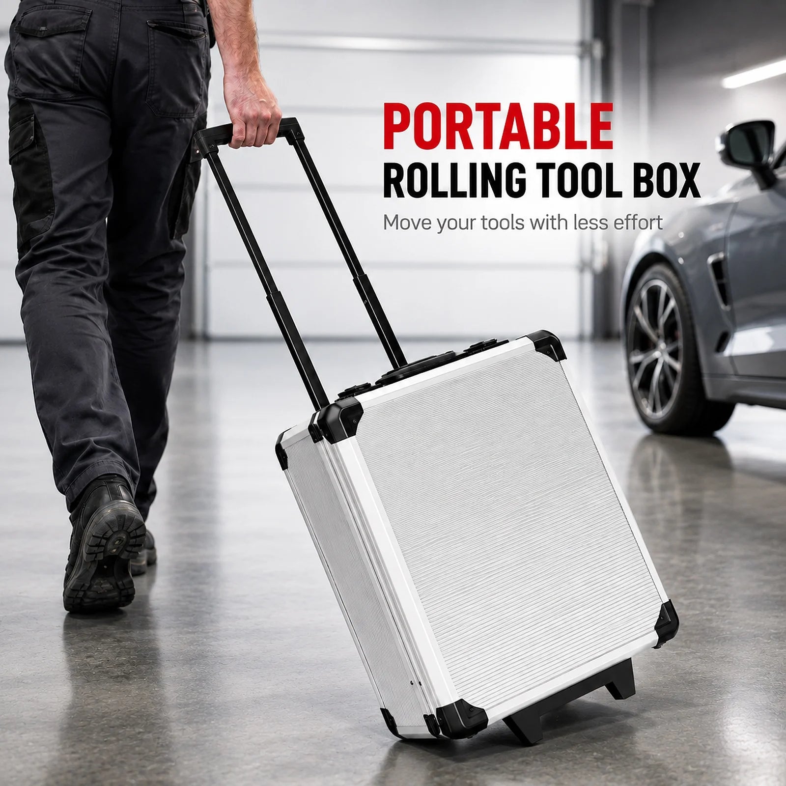 Professional Rolling Toolbox with Wheels Complete Mechanic Tool Set Heavy Duty Socket Wrench Kit Automotive Repair Hand Tools Portable Storage Case for Car Motorcycle Bicycle Home Garage Workshop Maintenance Equipment DIY