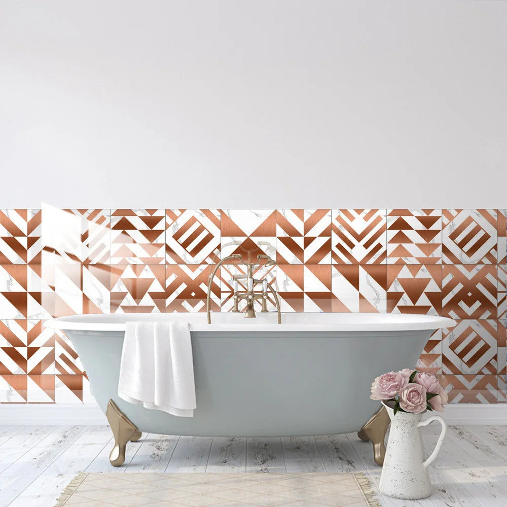 10pcs Crystal Tile Wall Stickers Self-Adhesive Kitchen Tiles PVC Backsplash Stickers Peel and Stick Bathroom Faux Stone Effect