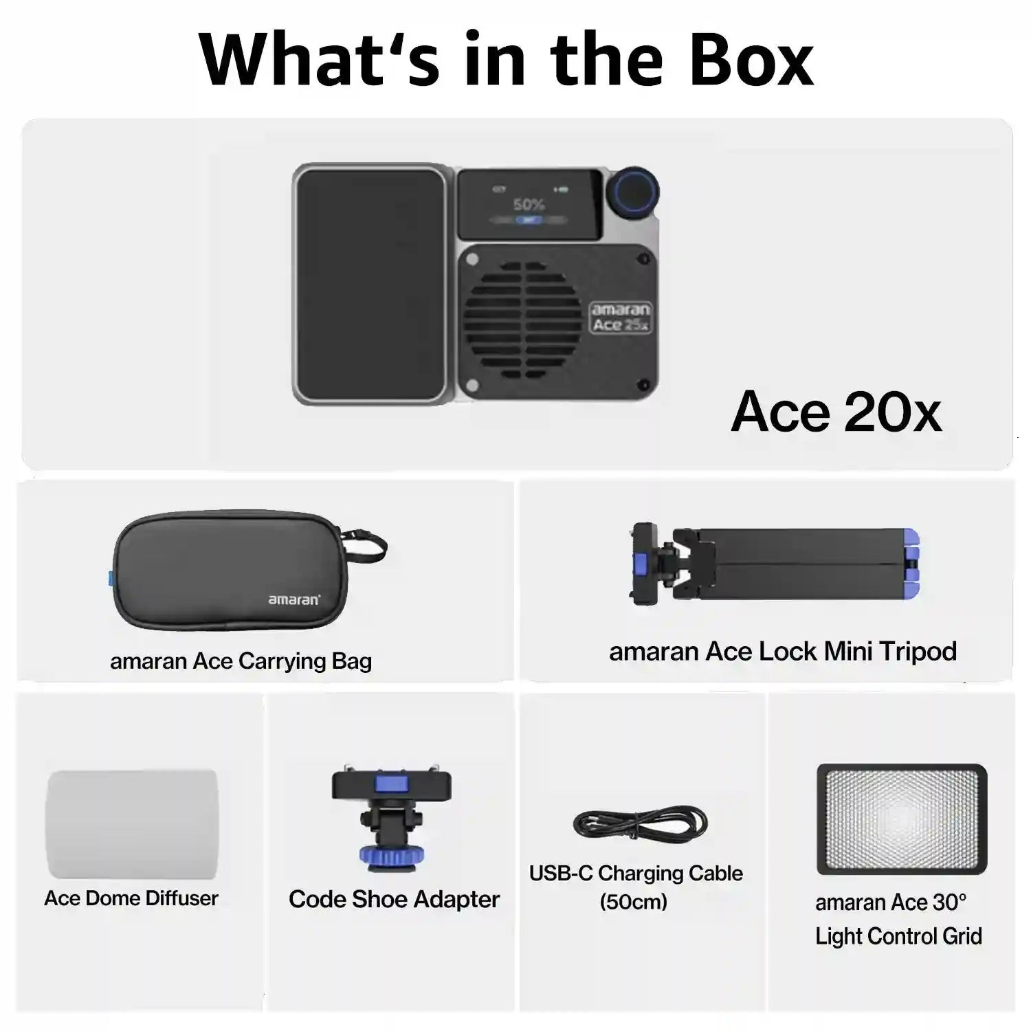 Amaran Ace 25x Pocket Bi-Color LED Video Light for Content Creators Ace 25x Kit Silver Tidesmit
