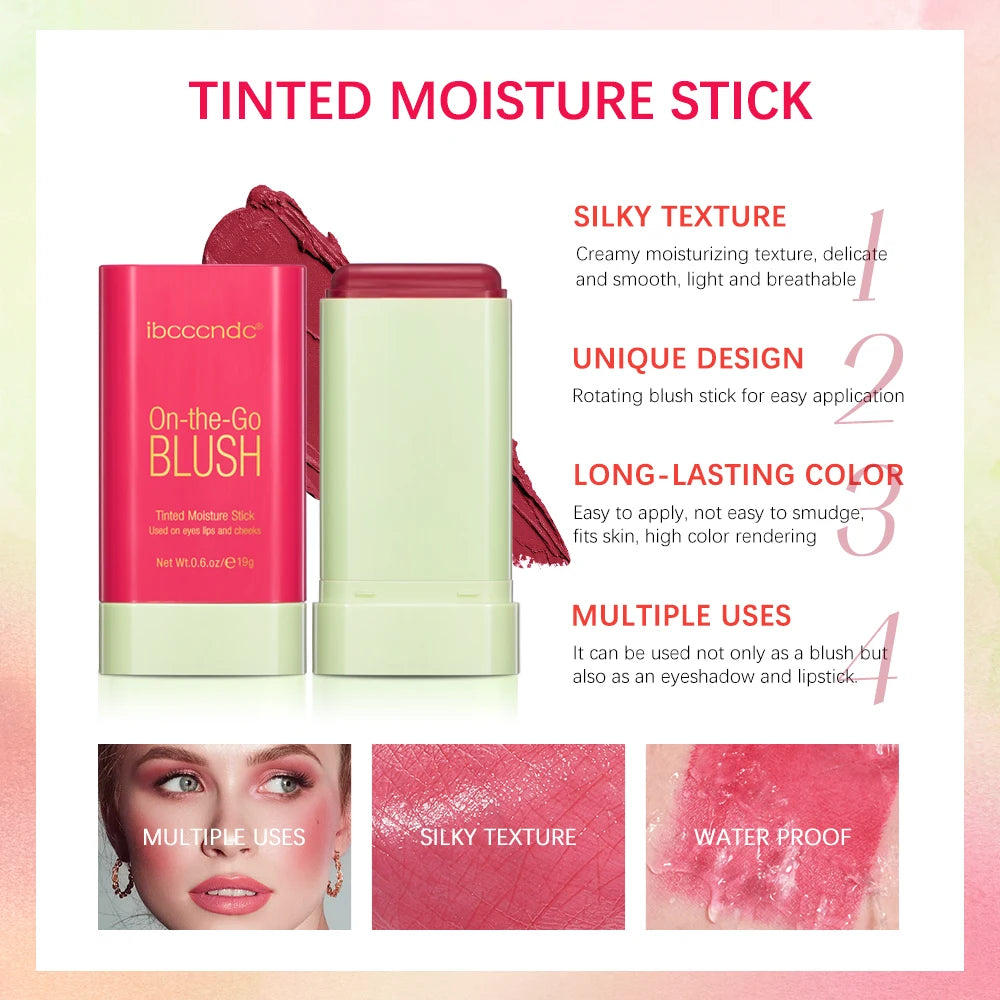 Tidesmit multi-functional blush stick shade swatch showing waterproof cream texture and high color rendering
