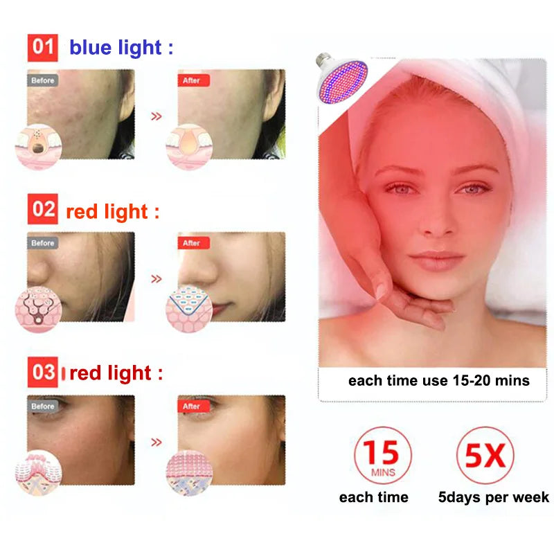 Anti Aging Red blue led Light Therapy Deep Red 660nm Near Infrared 850nm Beauty plant grow light bulb lamp for Full Body Skin