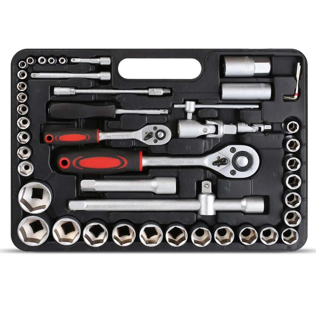 108-Piece Socket Spanner Set Cr-V Ratchet Wrench Set Ratchet Box with 1/4 &1/2 Inch 72 Teeth Reversible Ratchet Hexagonal Socket