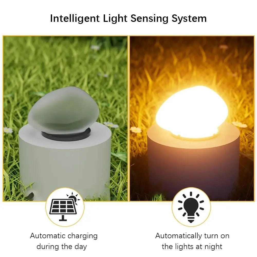 Solar Stone Light Frosted Glass Ground Lamp Outdoor Waterproof Lantern for Garden Green Light Lawn Courtyard Decorative Lamp