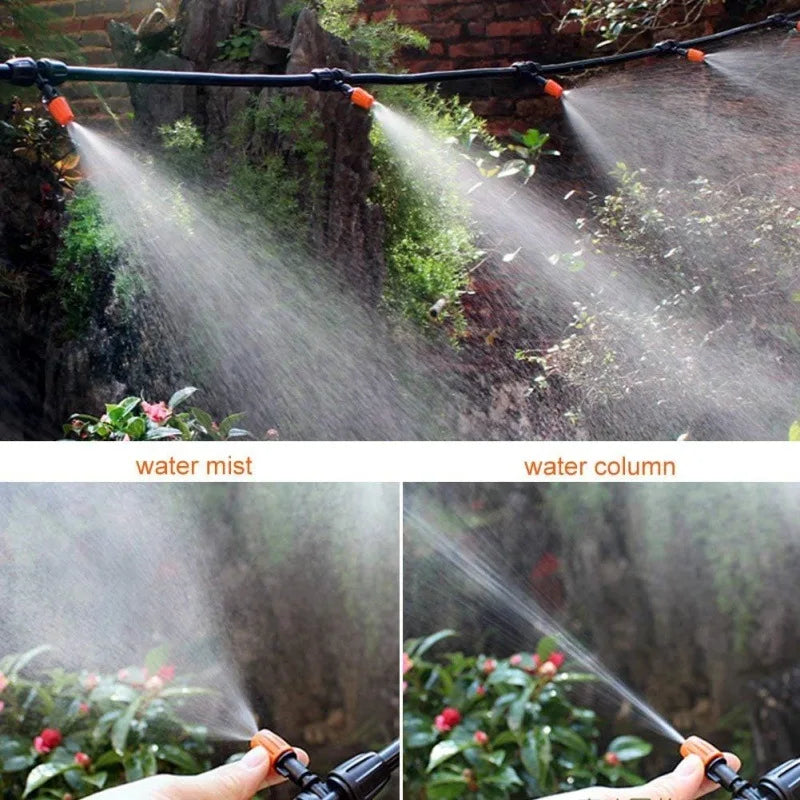 ZK Water Saving Drip Irrigation Kit, 8-Hole Drip Atomizing Nozzle, 4/7 Tubing, C Y Stake for Garden Farm Multi-Scenario Watering