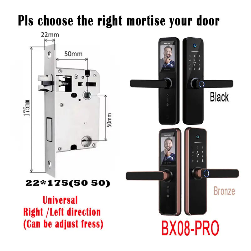 Tuya visual Wifi Digital Electronic Smart Fingerprint Door Lock With Biometric Camera intelligence Card Password Key Unlock