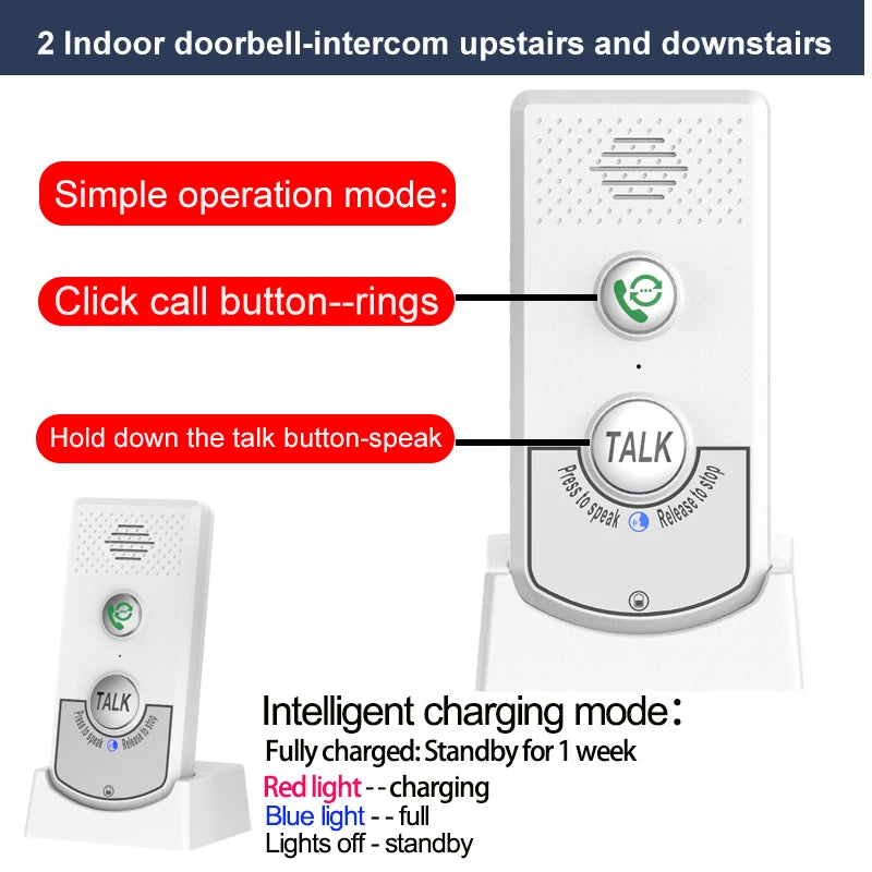 1000M Wireless Intercom Audio Door Phone Voice Sender&Reciver Doorbell