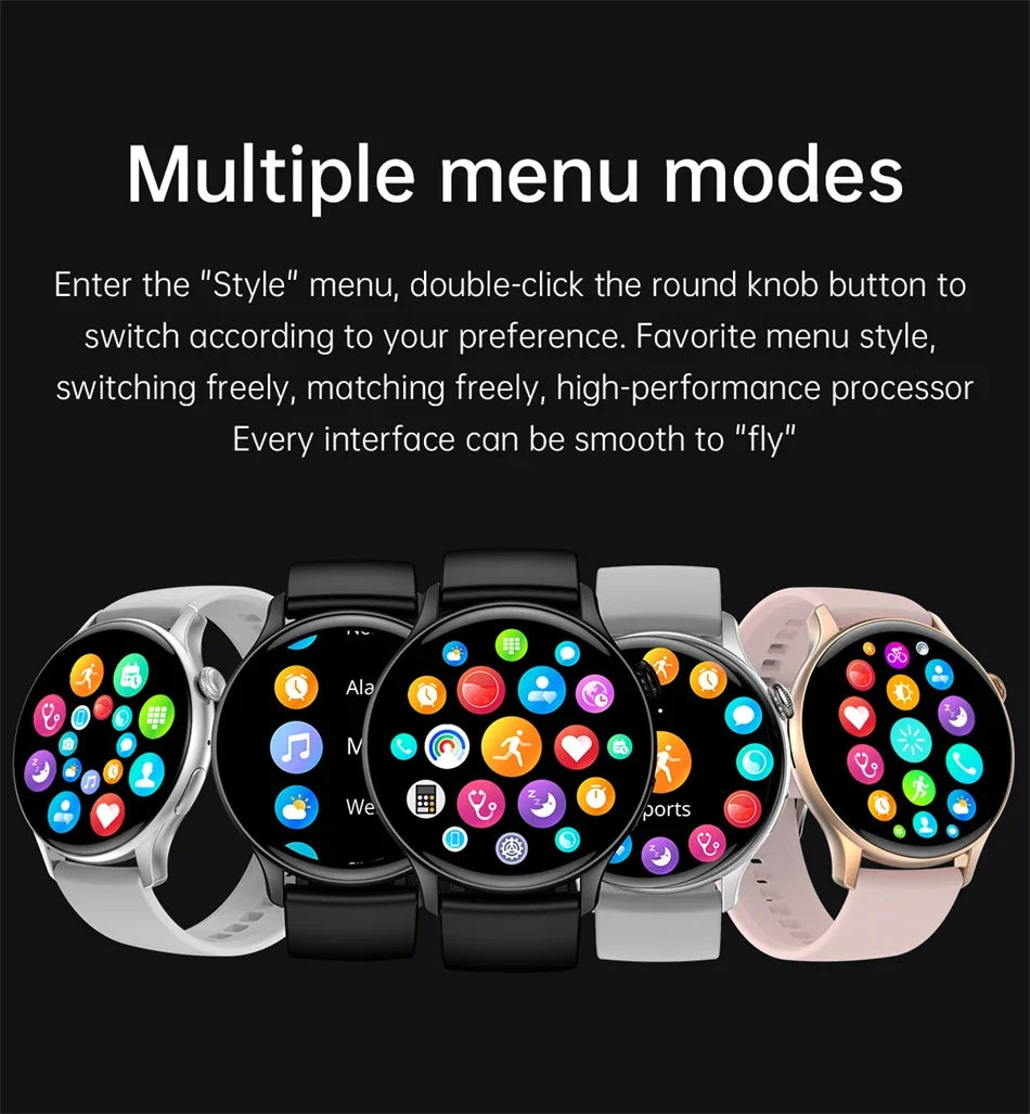 2025 AMOLED Smart Watch Ladies Screen Always Show Time 466*466 HD Health Tracker Voice Calling Smartwatch Women