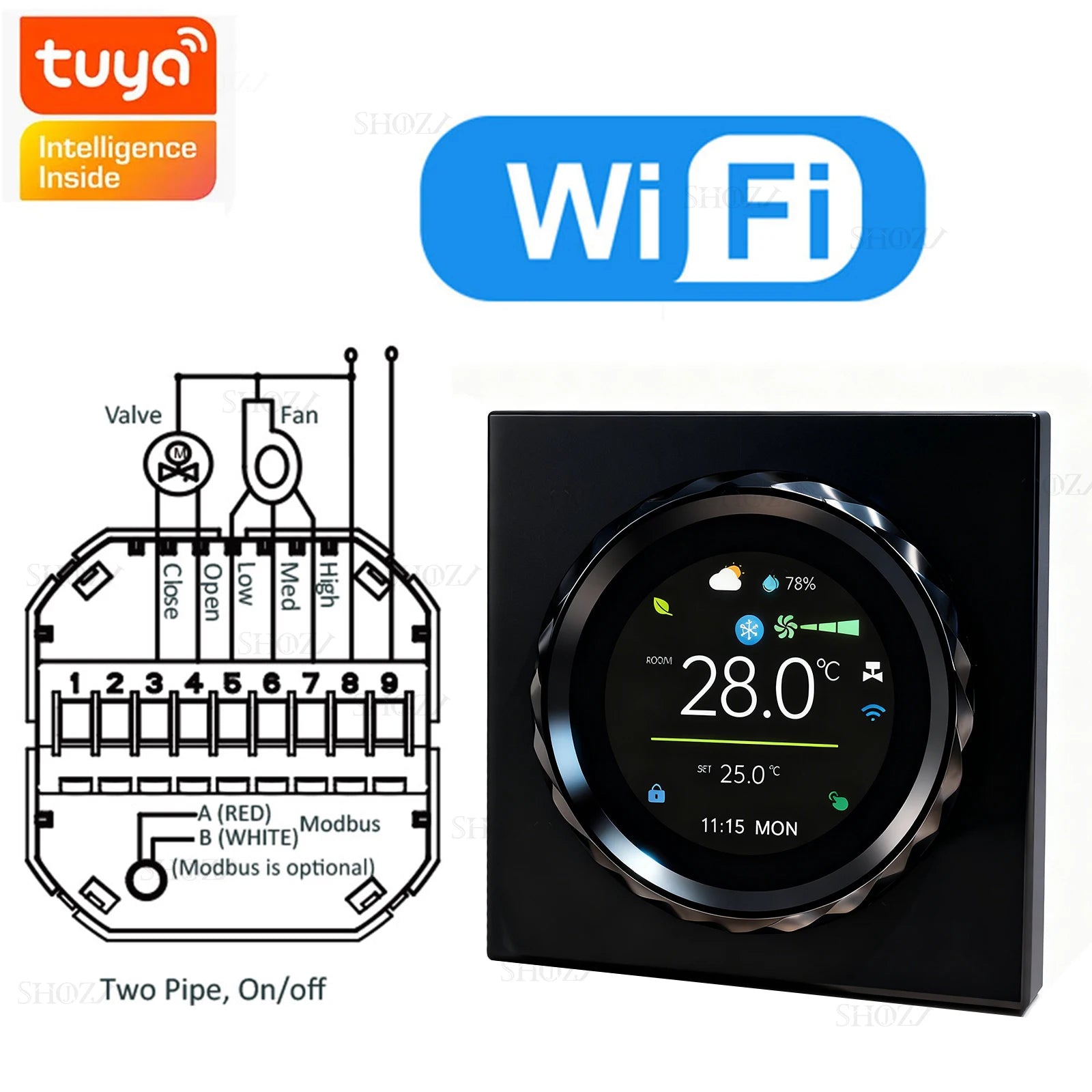 TUYA Zigbee/Wifi Knob Smart Thermostat Wireless Programmable °C/°F Heat Cool Air Conditione for Home HVAC Systems Energy Saving