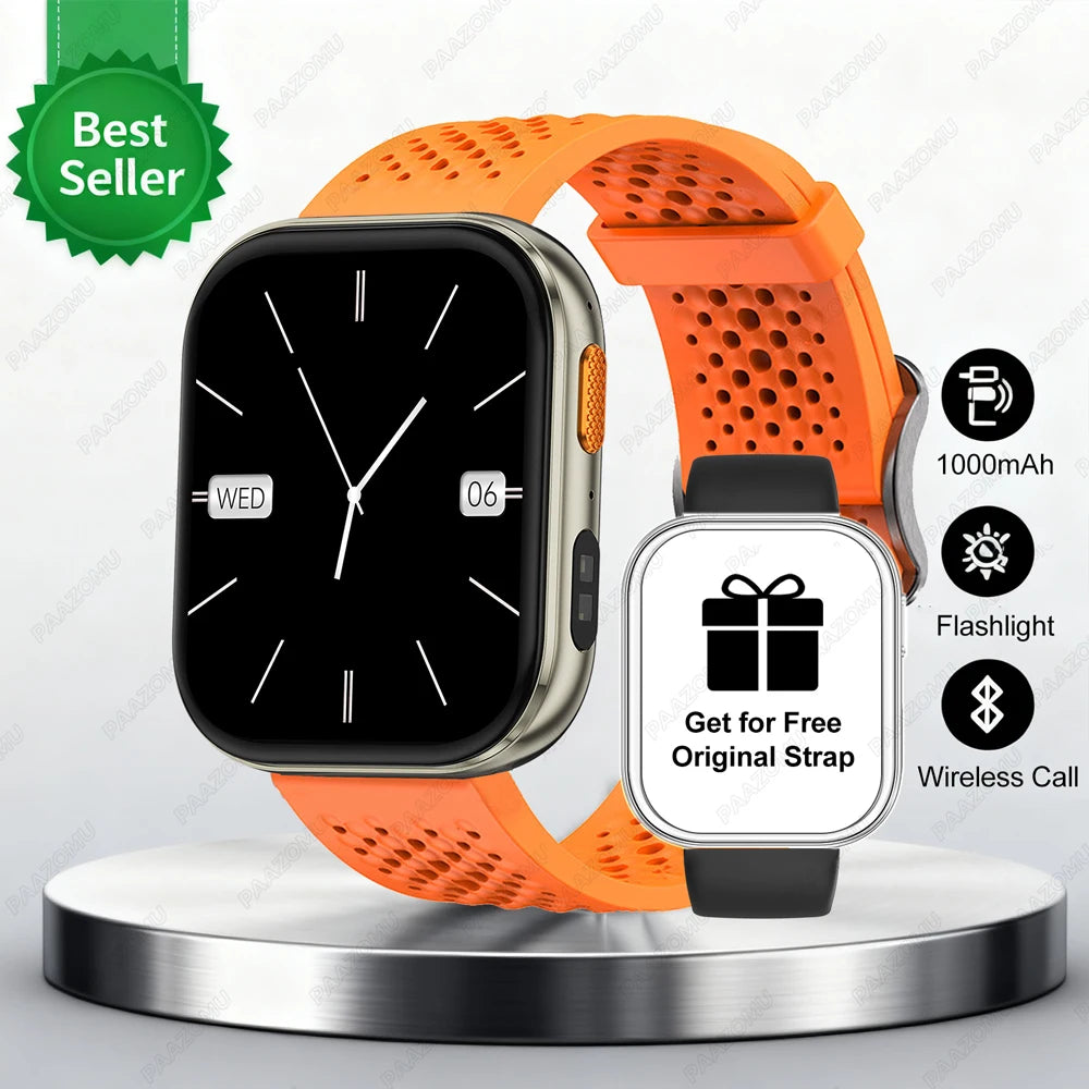 New 1000mAh Battery Smart Watches Men Heart Rate Sleep Monitor Bluetooth Call IP68 Waterproof Smartwatch Women For Android iOS