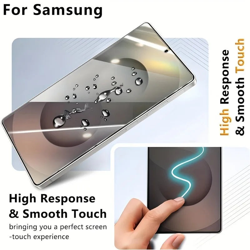 2Pcs Fingerprint Unlock HD Screen Protectors for S25 S24 Ultra S23 Plus S22 S21 S25 Edge High Definition Clear Full Cover Glass AE Tidesmit