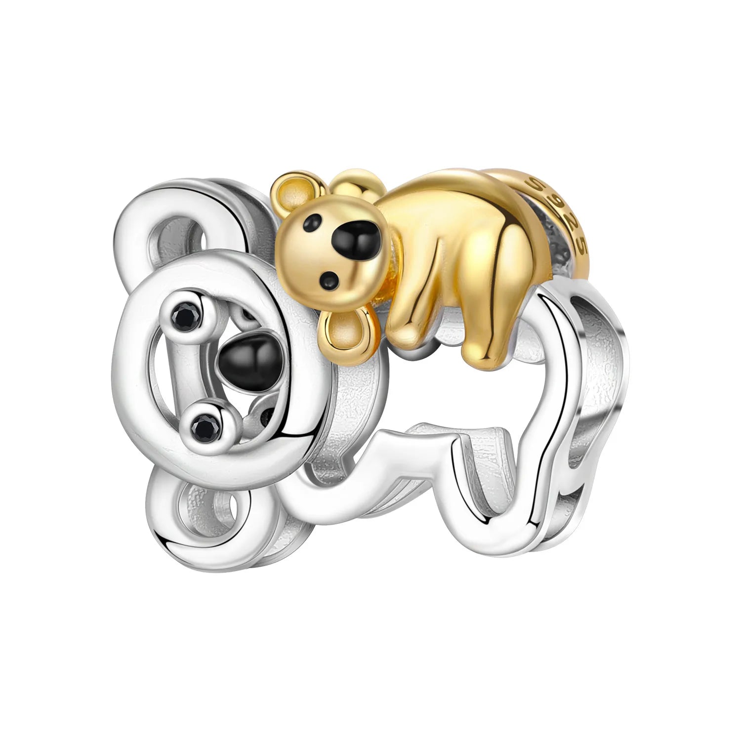 925 sterling silver koala bear charm bead for bracelet, cute gold and silver animal jewelry gift for pet lovers.