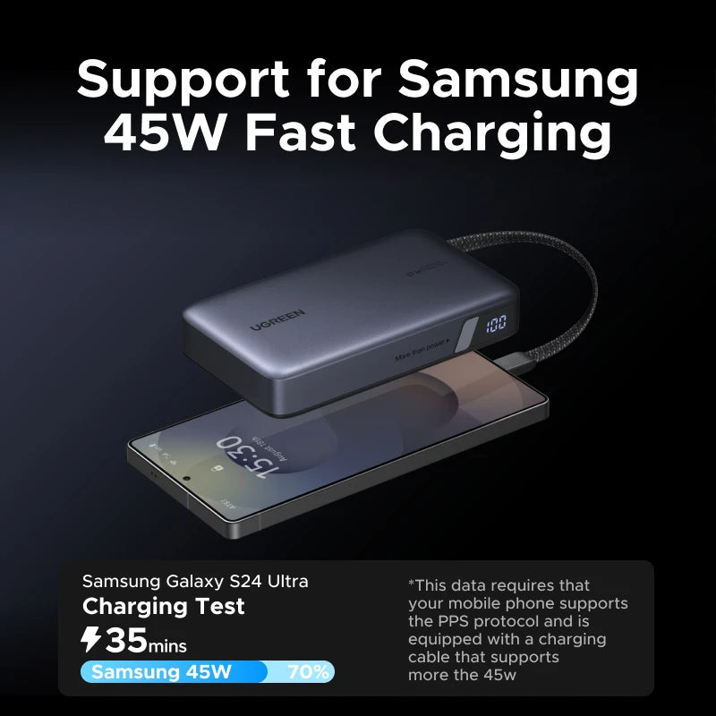 20000mAh Power Bank 67W Fast Charging Portable Charger with Built-in Cable Tidesmit