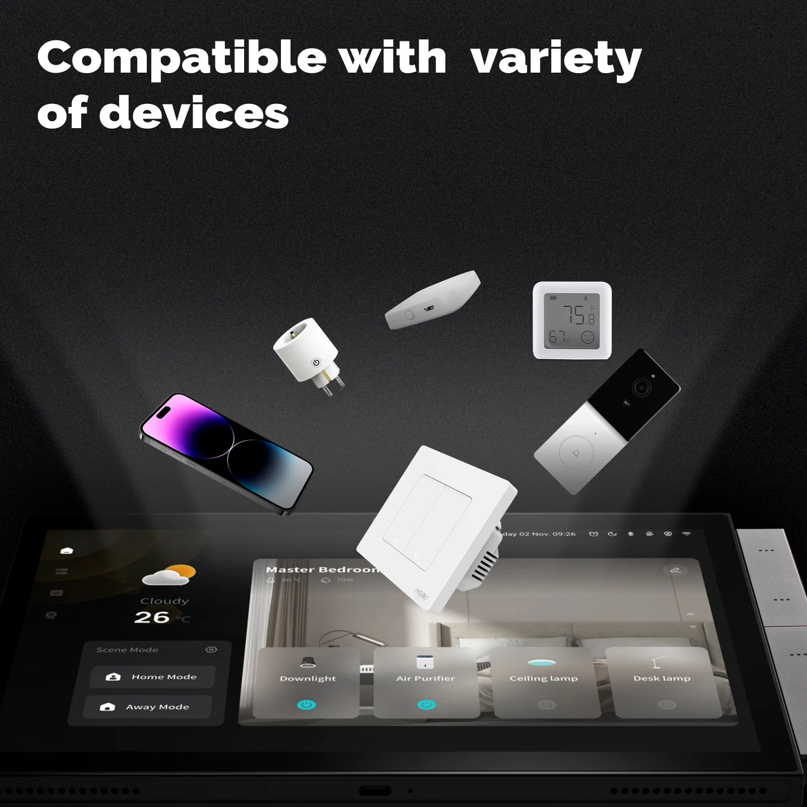 TUYA Smart Home Panel, 10.1" Touch Screen, Built-in Zigbee & Bluetooth Gateway, Intercom Compatible, by MOES