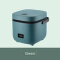 Green mini electric rice cooker with lid and side power outlet