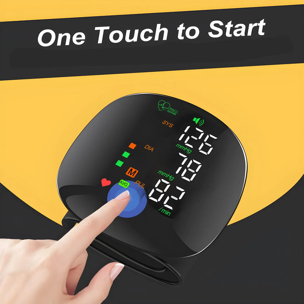 Rechargeable Wrist Blood Pressure Monitor Medical Tensiometro Health Sphygmomanometer Tonometer Heart Rate USB LED Display