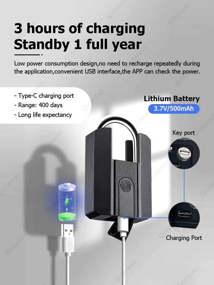 IP67 TTLock Bluetooth APP Smart Padlock Fingerprint Lock Keyless Mini Bag with Aleax Google Home Electronic Door Lock