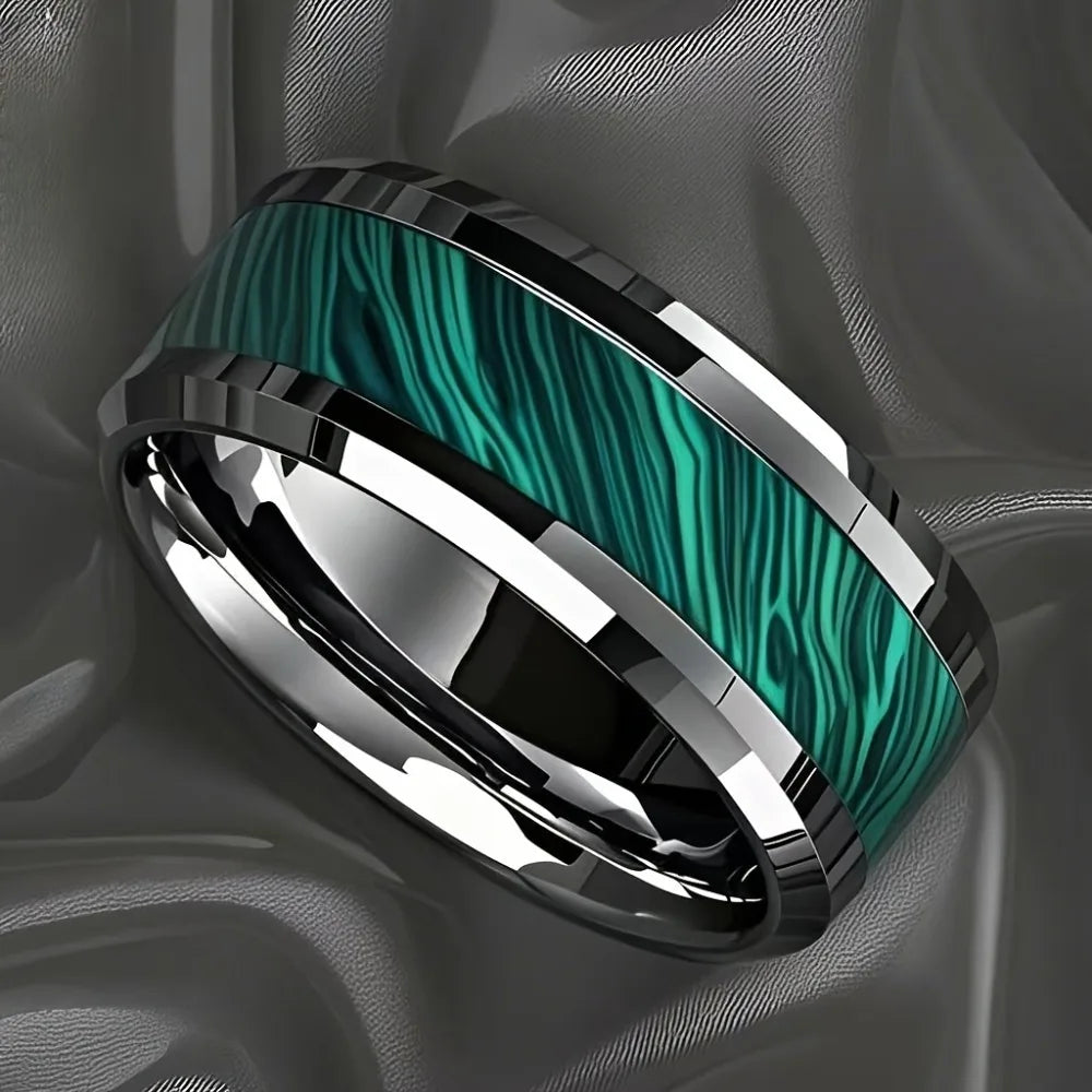 Smart Health Ring: Stainless Steel 8mm Peacock Stone Fitness Tracker Tidesmit