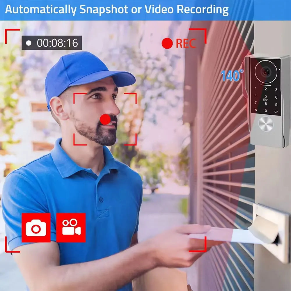 2Wire Tuya Smart Video Intercom Doorbell 5G WiFi 7/10inch Touch Screen 1080P Metal Outdoor Camera Doorphone Password 5in1 Unlock