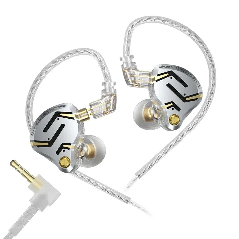 Wired Hybrid IEM Earphones HiFi Bass Gaming Audio | Tidesmit silver no mic Tidesmit