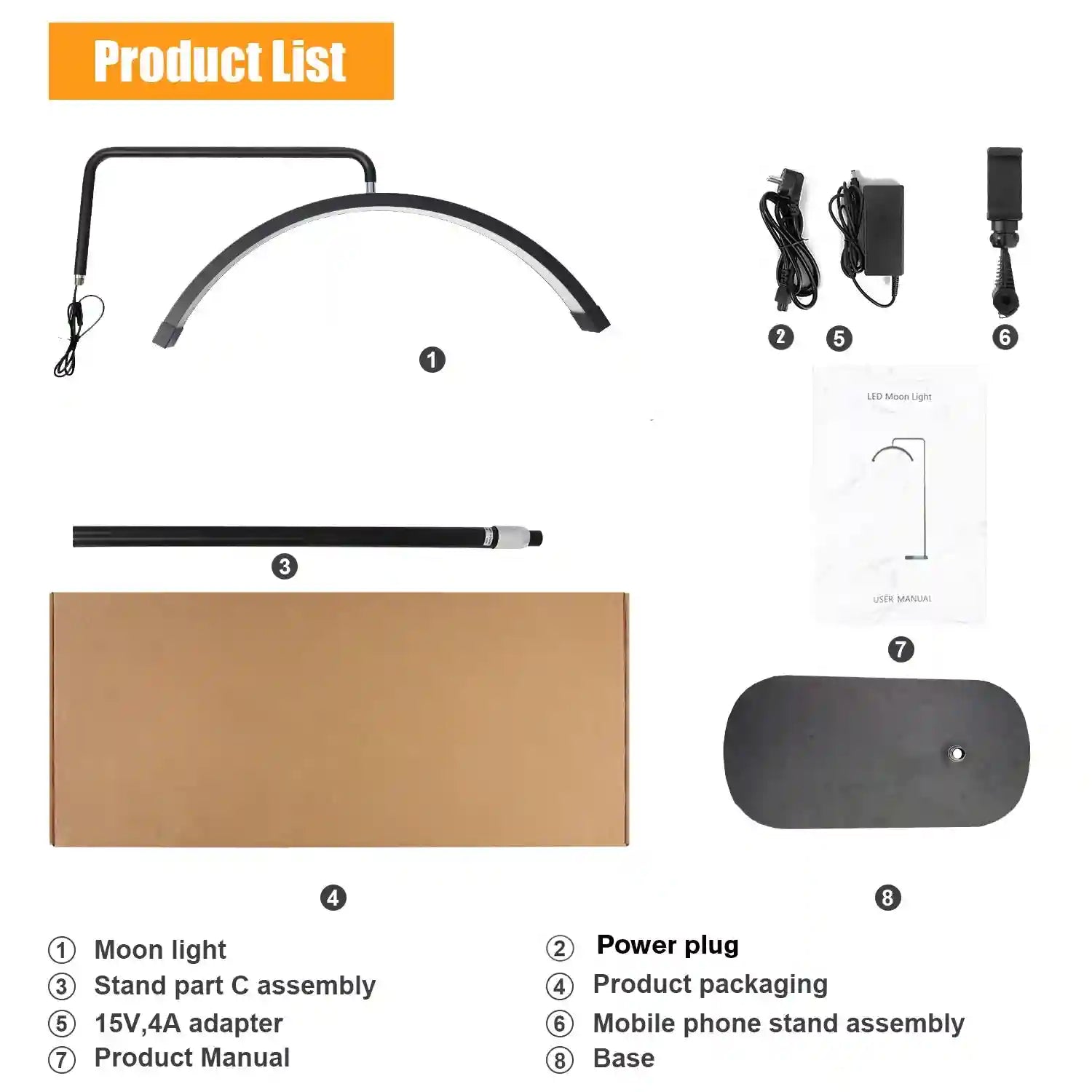 LED Half Moon Lash Light with Floor Stand | Professional Salon Lighting Tidesmit