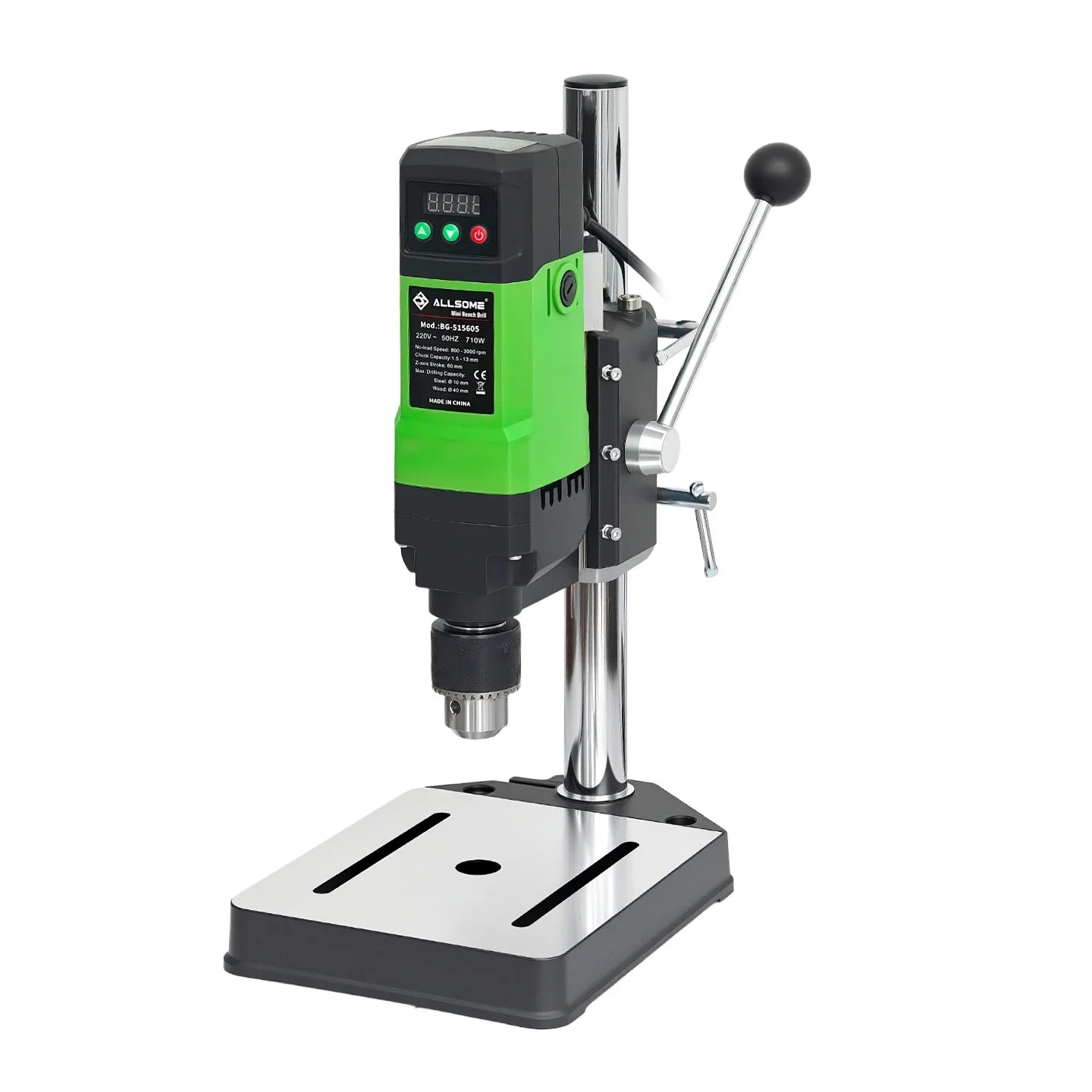 ALLSOME 710W Benchtop Drill Press, 800-3000r/min Variable Speed Drilling Machine,1.5-13mm Chuck