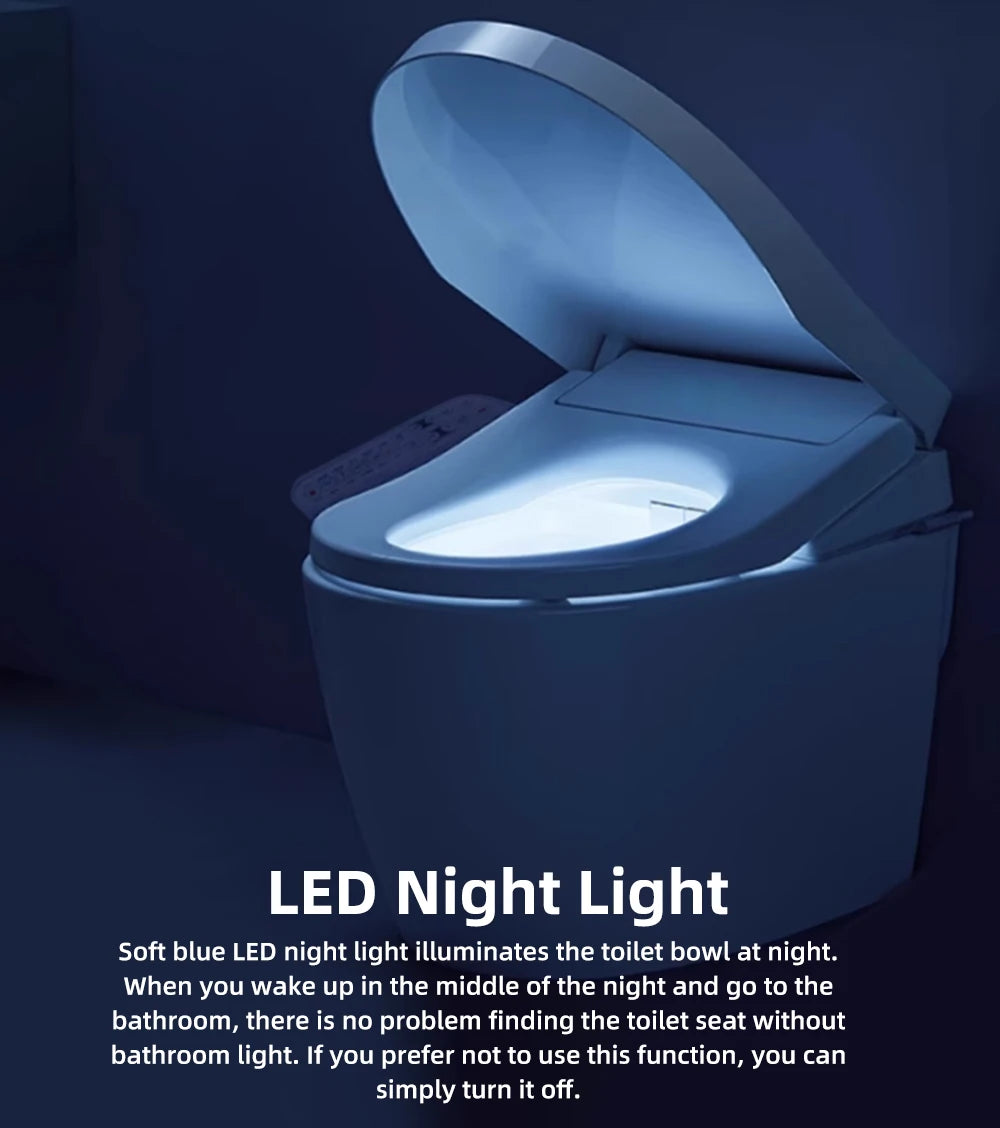 Smart Toilet Seat Cover - Water&Energy Saving, Instant Heating, Self-Cleaning, LED Night Light-Efficient Hygienic Bathroom Lid