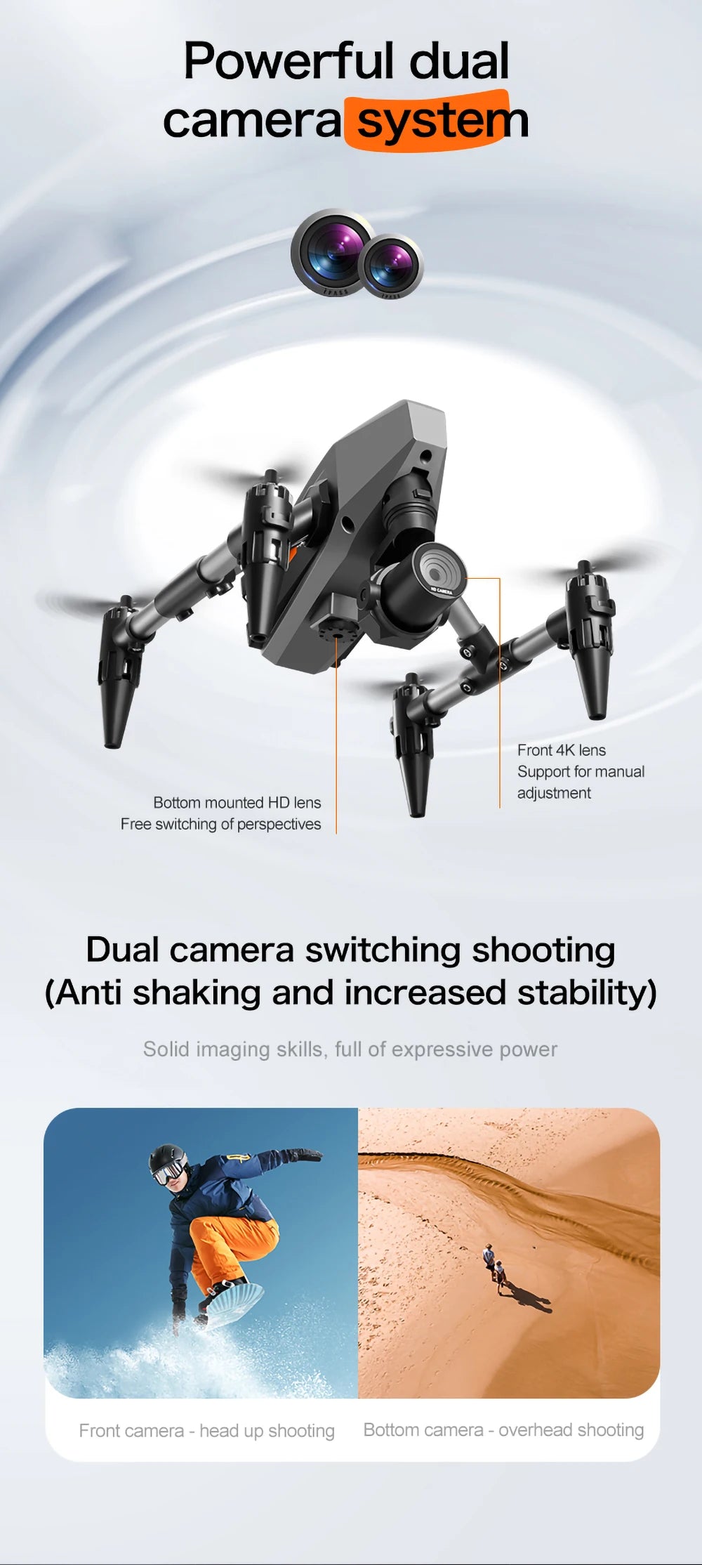 Tidesmit GPS Camera Drone with Obstacle Avoidance and Dual 6K Lens Tidesmit