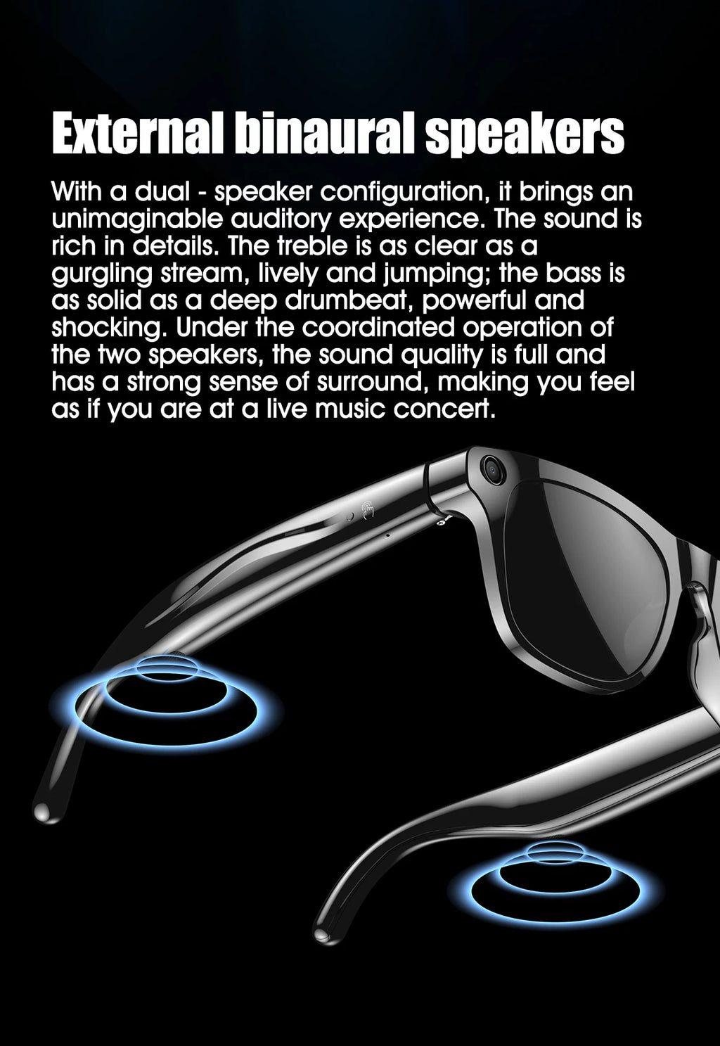 Tidesmit Smart Glasses with Camera, Bluetooth Audio and Voice Control Tidesmit