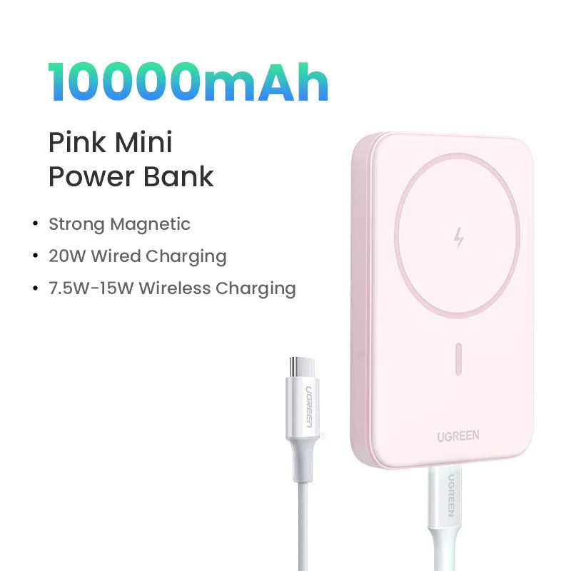 10000mAh Magnetic Portable Charger with Fast PD Power Delivery Pink 10000mAh Tidesmit