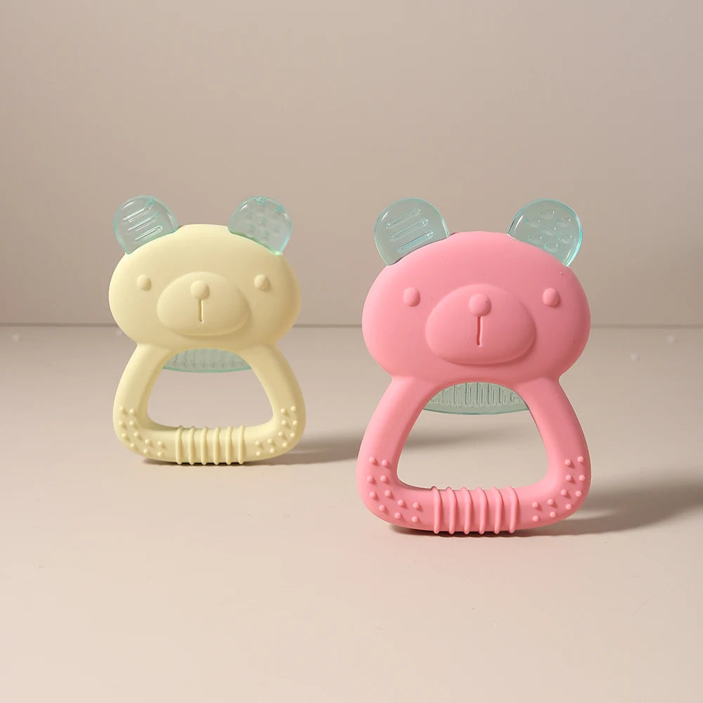 Cartoon Baby Silicone Bear Teether Food Grade Safe Teether Cute Ease Teeth Pain Toy Teething Gift Oral Care