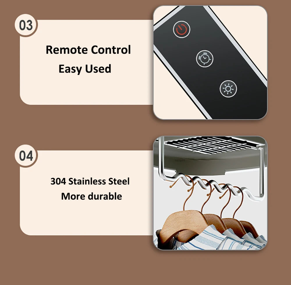 Tidesmit portable electric clothes dryer featuring foldable design, intelligent timer, and remote control operation.