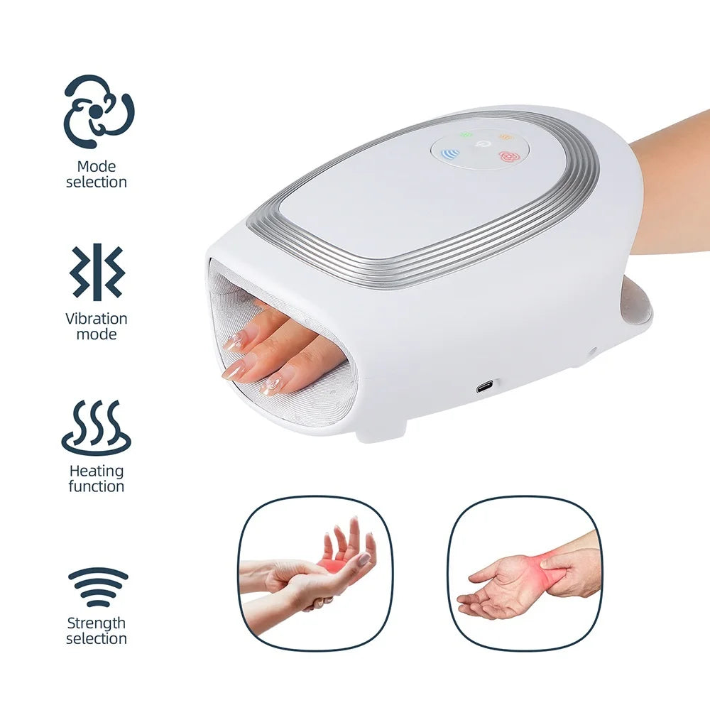 Tidesmit Electric Hand Massager with Heat and Air Compression - White Relaxation Treatment Tidesmit