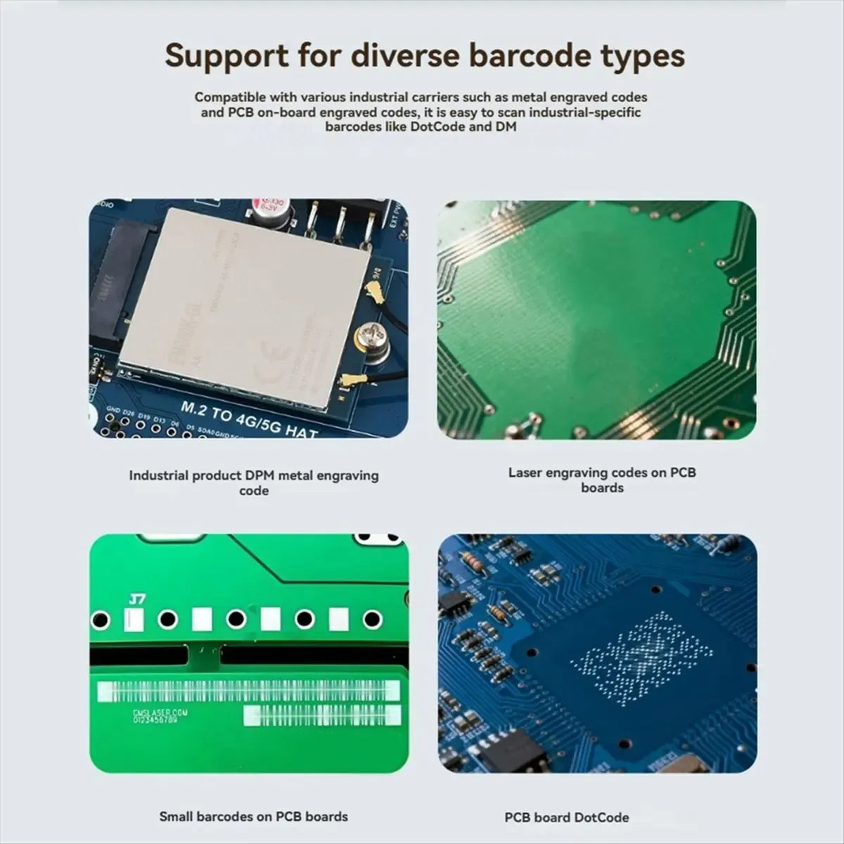 2D barcode scanner module with sample PCB engravings and code examples