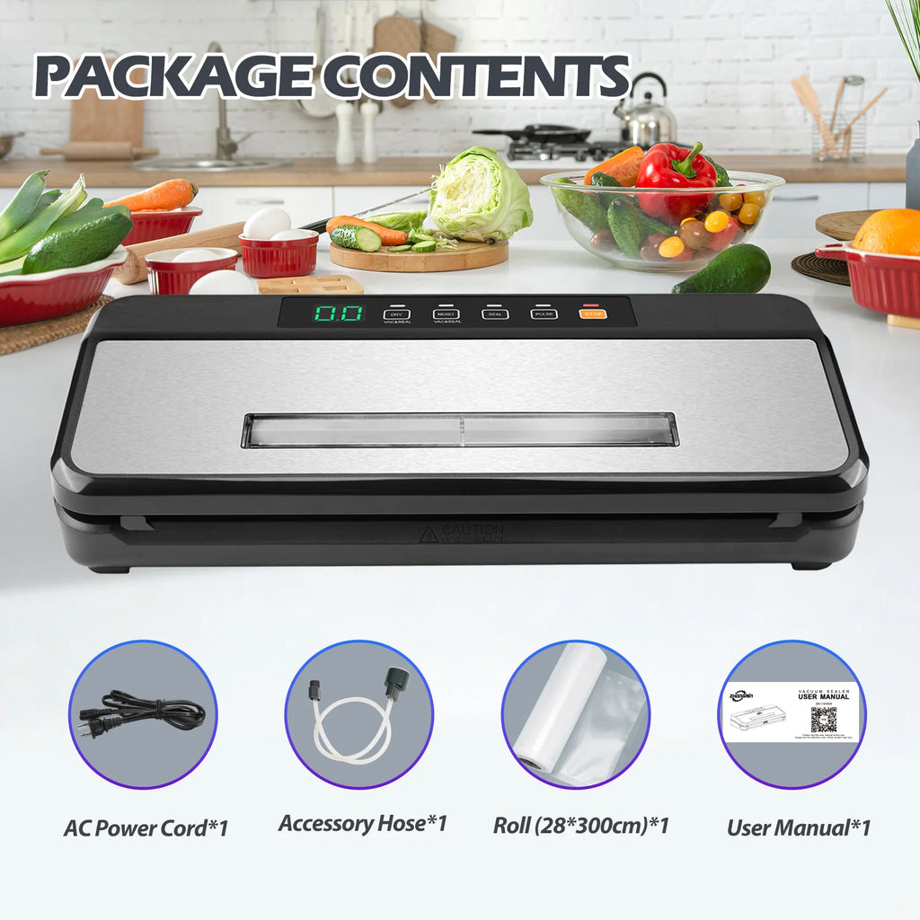 ZHONGMIN Multifunctional Vacuum Sealer Machine 110V Automatic Food Sealer with Built-in Cutter 5mm Dual Sealing Strong Suction
