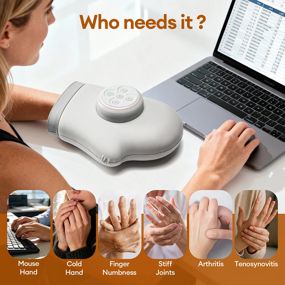 Electric Hand Massager with Heat and Air Compression - Tidesmit White Relaxation Treatment Tidesmit