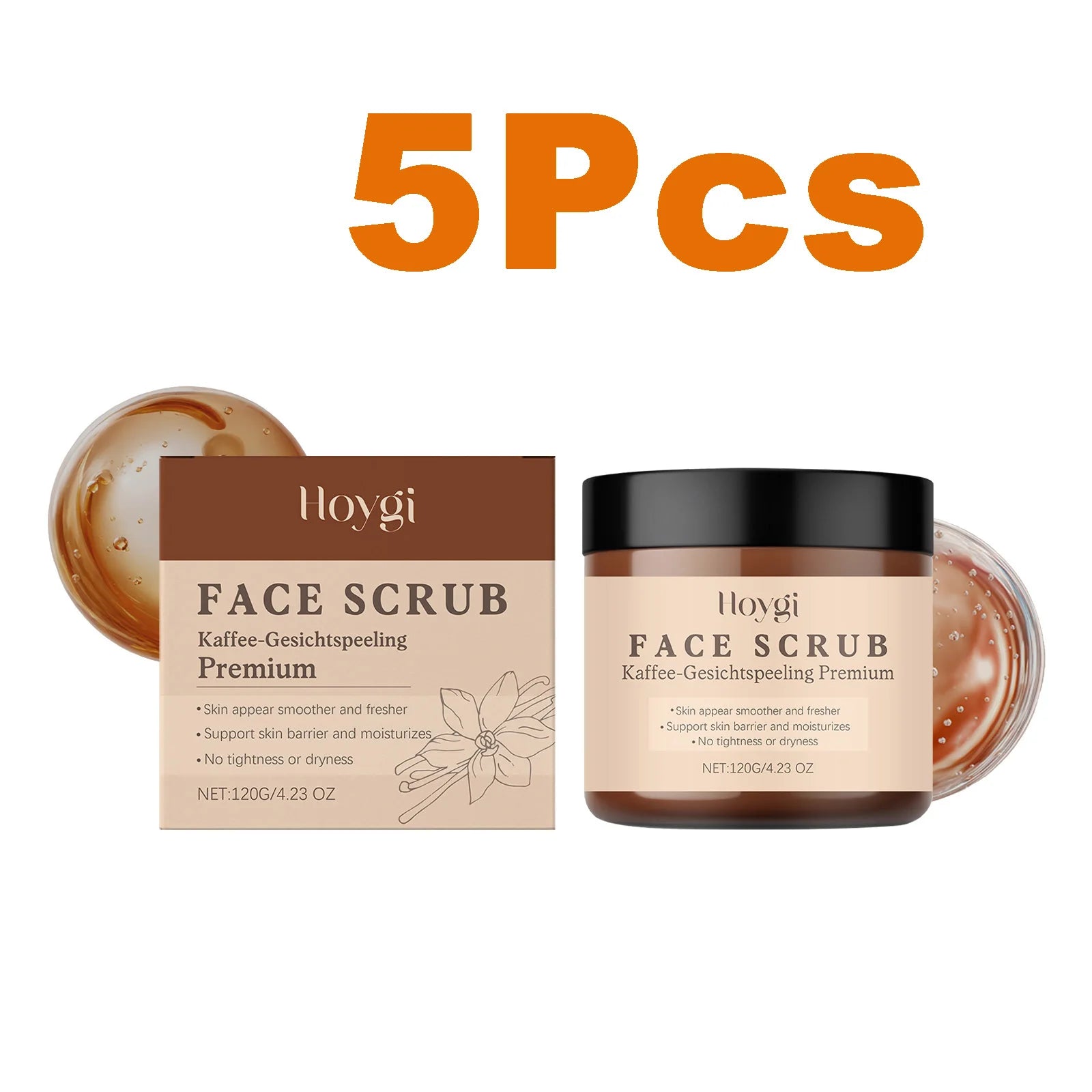 Vanilla Coffee Facial Scrub - Deep Cleansing Exfoliator (120g) Scrubs Treatments 5 x 120g Boxed Tidesmit
