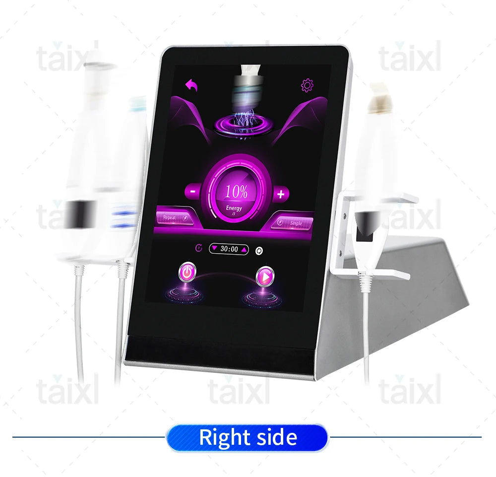 Ozone cold plasma beauty machine with touchscreen, dual handheld applicators, and digital anti-aging treatment display.