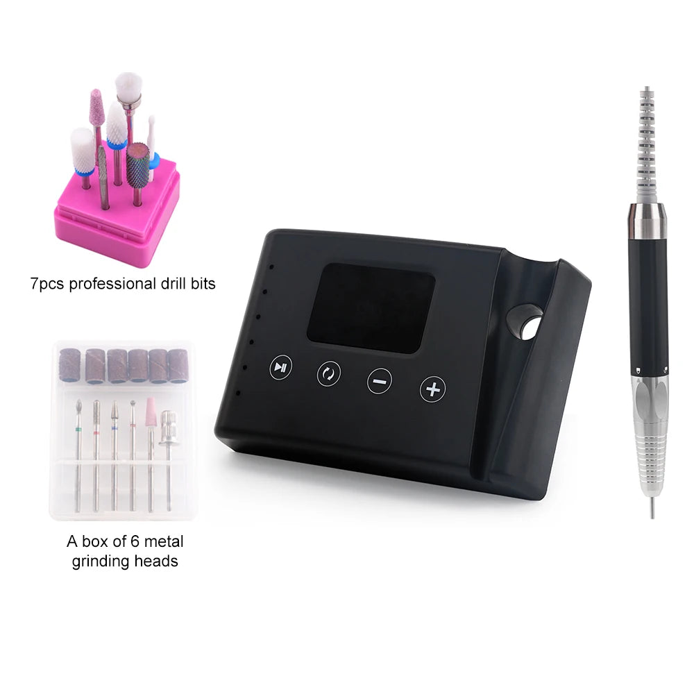 Brushless 35000RPM Portable 2-in-1 Electric Desktop Nail Drill Machine Drilling Manicure Nail Polisher 85w Powerful with Bit Set
