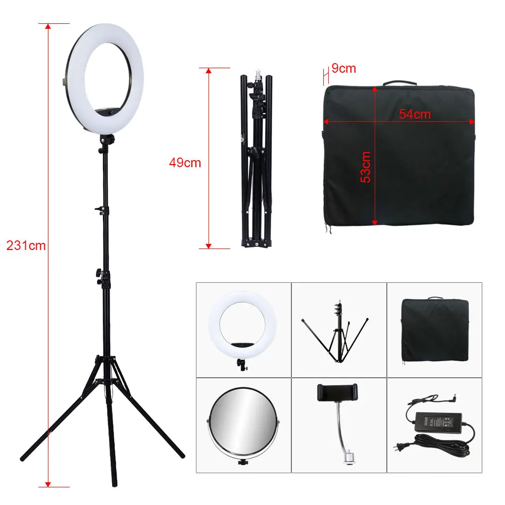 18-Inch Ring Light With Tripod Stand - Dimmable LED Studio Kit Tidesmit