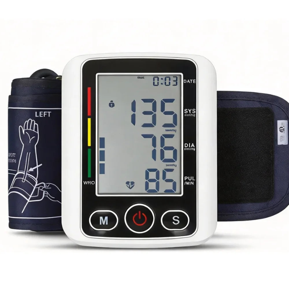 Blood Pressure Monitor Dual Result Display HD LED Arrhythmia Tonometer Digital Tensiometer Pressure Measure Arm Cuff Type