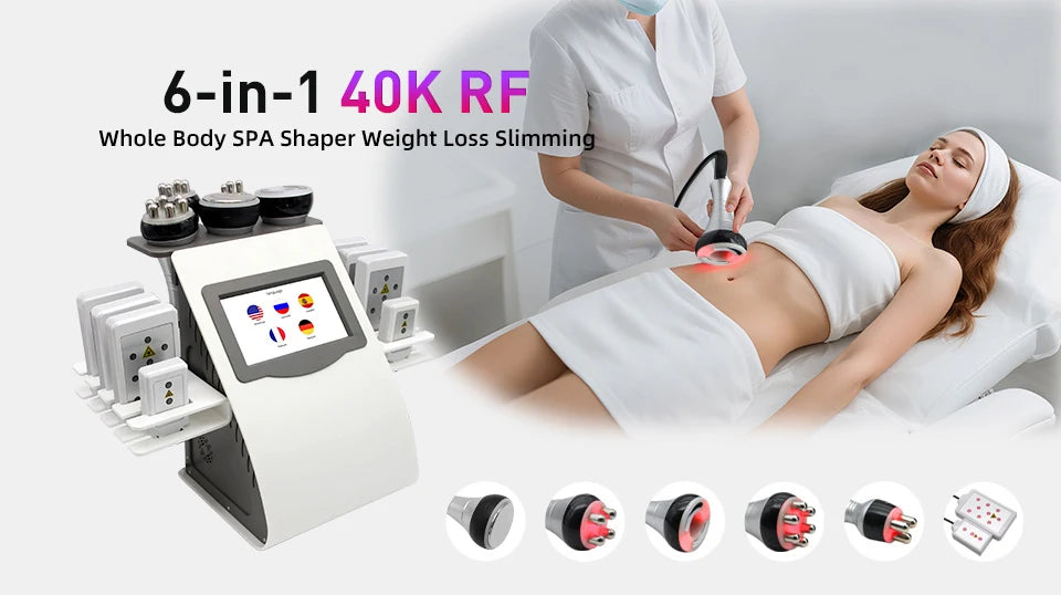 6-in-1 Cavitation Slimming Machine with Ultrasonic Body Contouring Body Shaping Massage Equipment Tidesmit