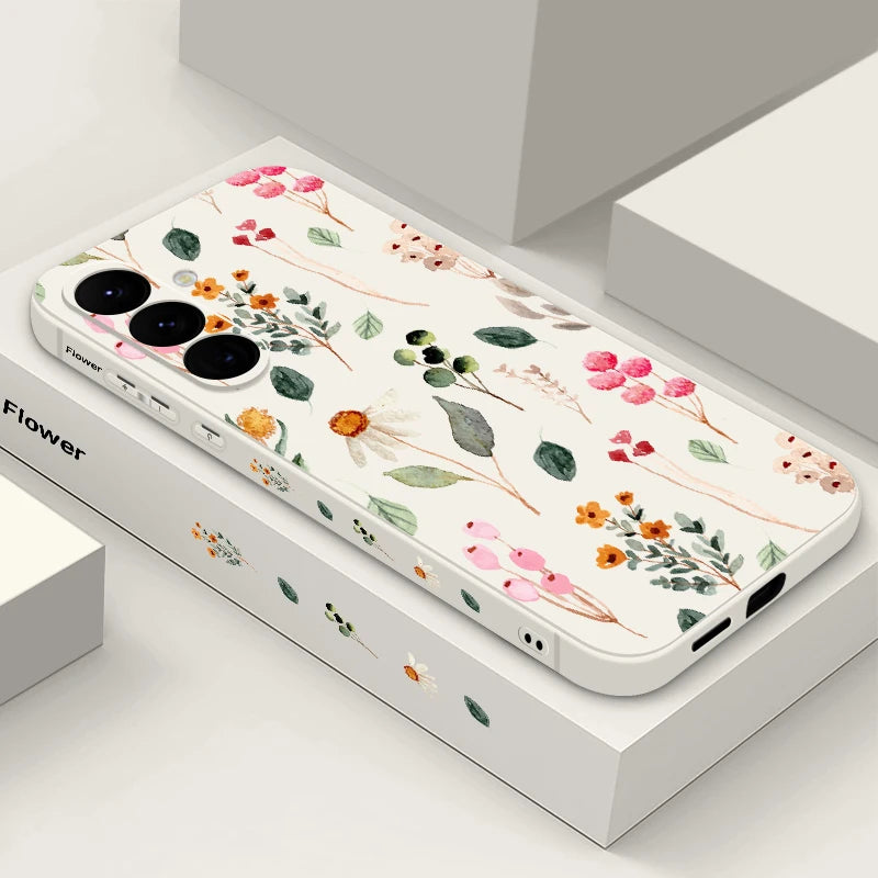 Floral Samsung Galaxy S25 Ultra Case | Slim Shock-Absorbing Cover A088 Beige Tidesmit