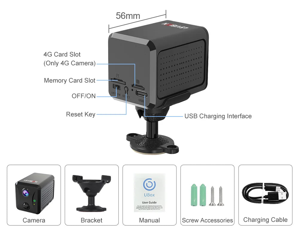 LS VISION 5MP 4G SIM Mini Camera Wireless Wifi IP Cameras Humanoid Detection Battery Power CCTV Home Surveillance Camera Ubox