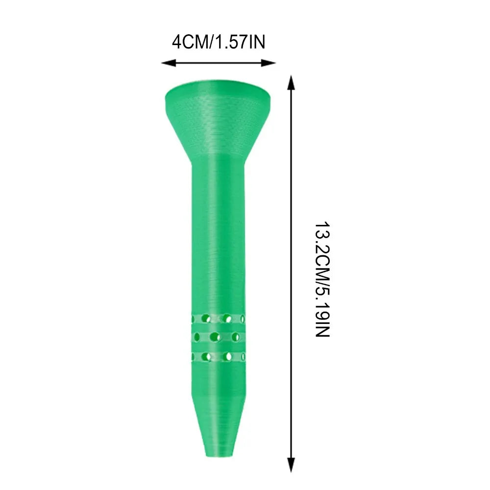 Green irrigation funnel tool, 13.2 in tall and 1.57 in wide top