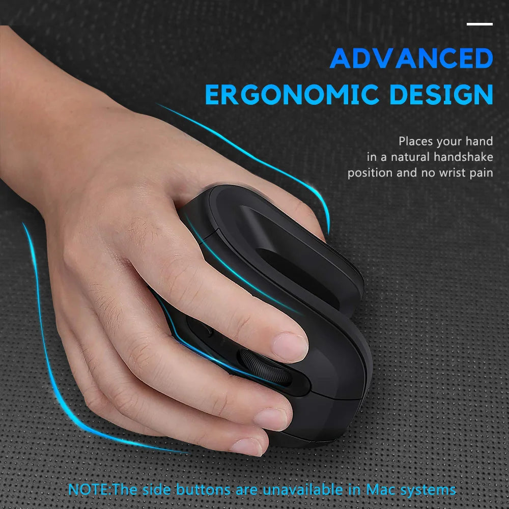 DAREU Ergonomic Vertical Wireless Mouse 2.4Ghz Optical Skin 6 Buttons Comfortable Gaming Mice with Adjustable DPI For Computer