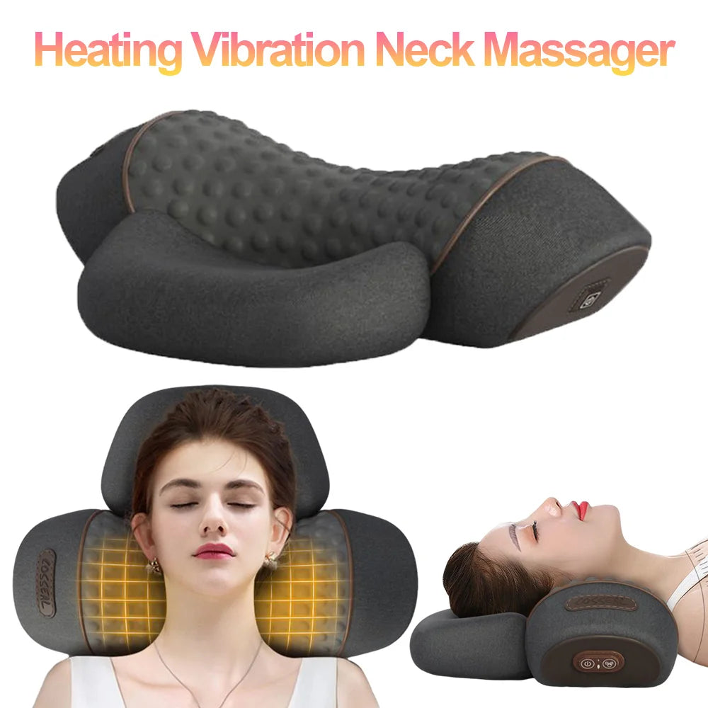 Electric Neck Massage Pillow with Heat Therapy and Vibration - Tidesmit Massage Cushion Tidesmit