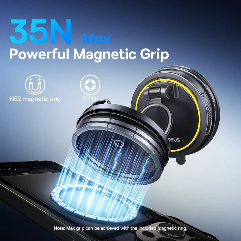 Magnetic Car Phone Holder | Silver 360 Rotation MagSafe Compatible Mount Tidesmit