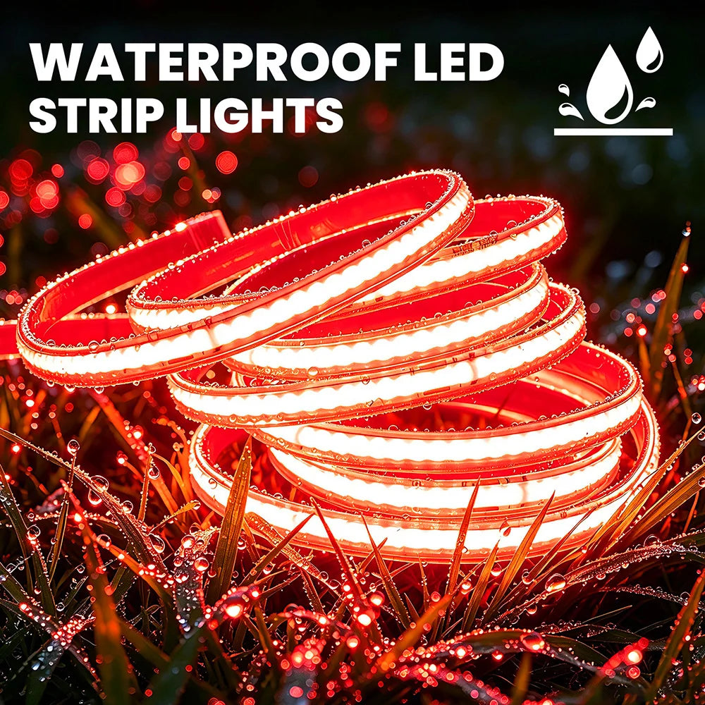 220V 10 Colors Dimmable COB LED Strip Light 240 LEDs Flexible Tape Dimmer EU Power Plug Kit TV Night Lights Home Linear Lighting