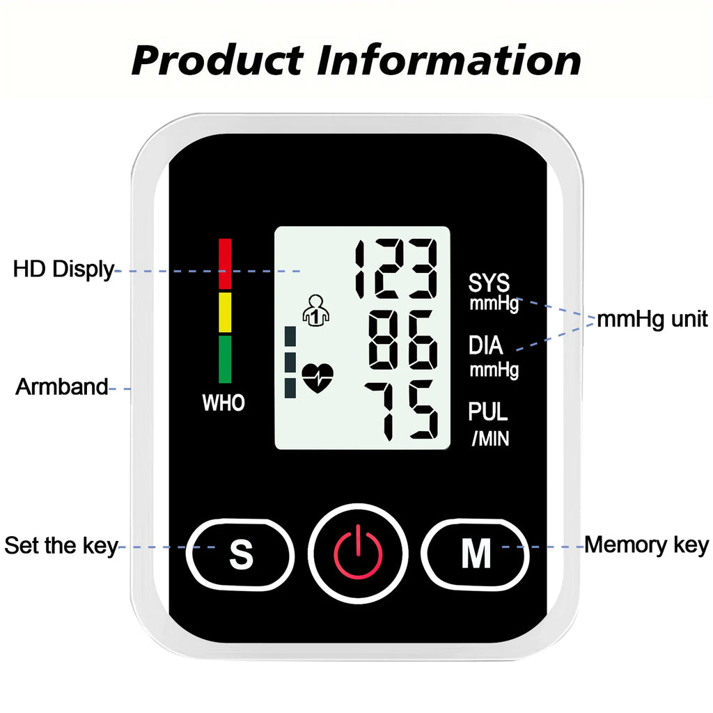 New Blood Pressure Monitor Upper Arm Automatic Tonometer Digital Tensiometer BP Monitor Medical Sphygmomanometer Health Care